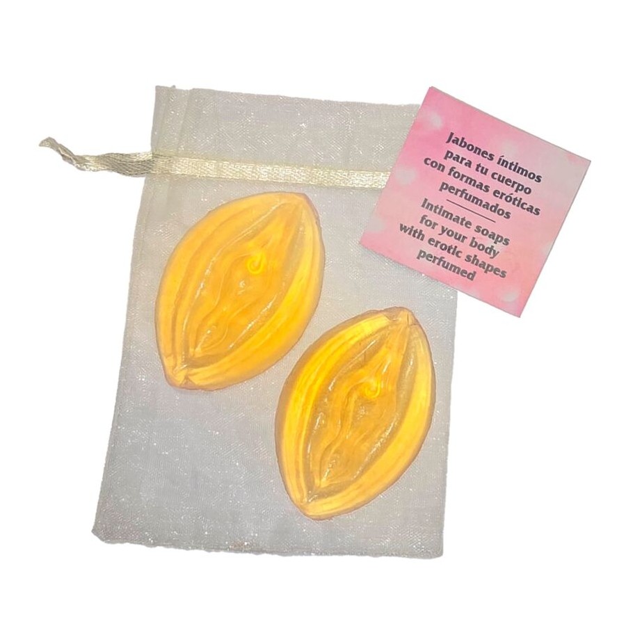 DIABLO PICANTE - 2 SABONETES PERFUMADOS EM FORMATO DE VAGINA AMARELO
